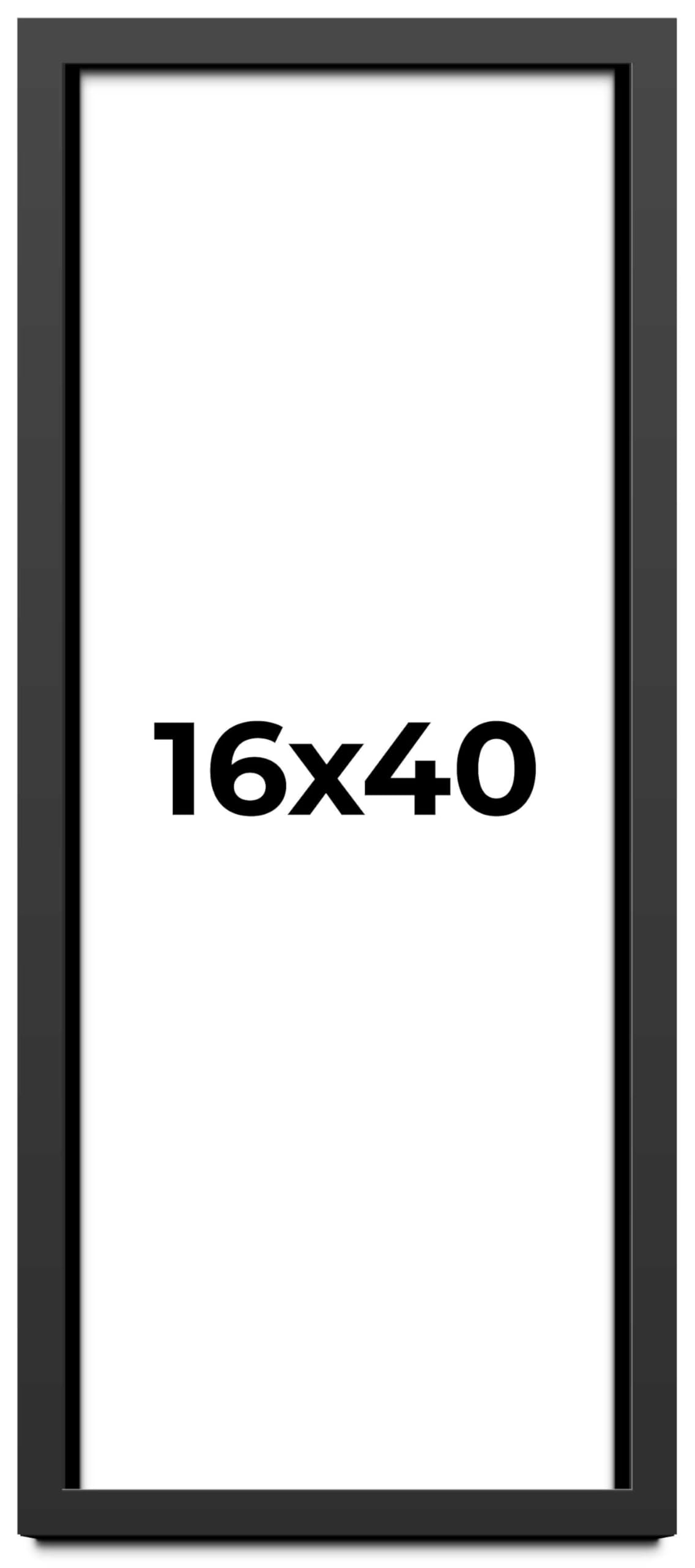 16x40 Frame Black Solid Wood Picture Frame | 1.25 Inch Moulding Width | Includes UV Acrylic Plexiglass, Foam Board Backing & Hanging Hardware