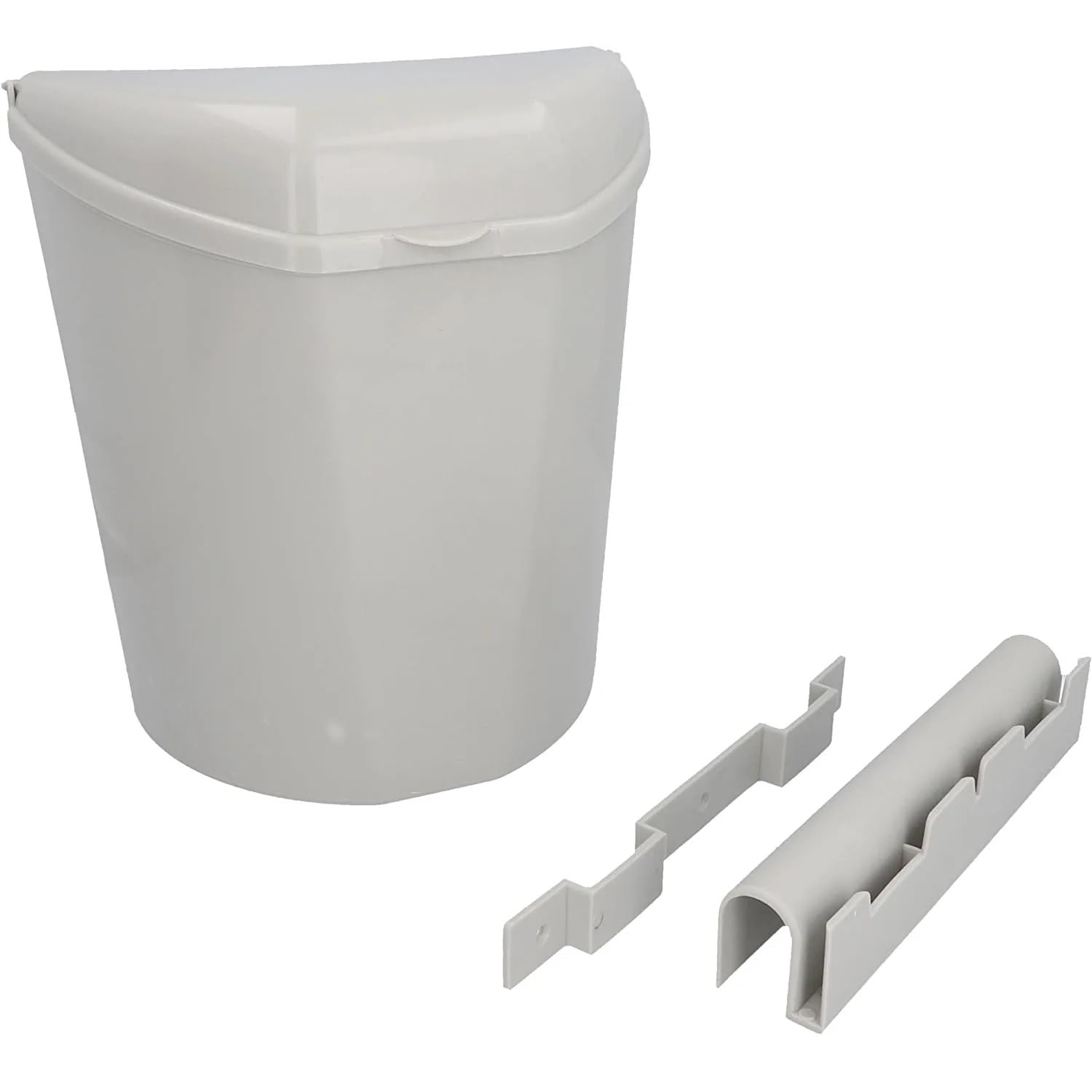 Poubelle avec couvercle et support, gris