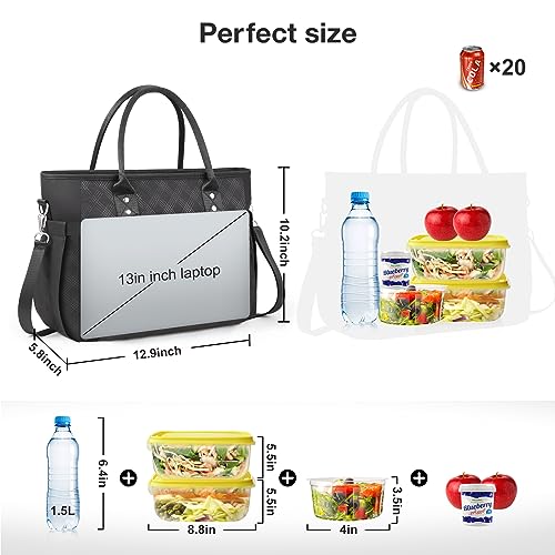 HSHRISH Lunch Bags for Women,12L Insulated Lunch Bag for Women Adults with Adjustable Shoulder Strap and Bottle Holder - Image 2