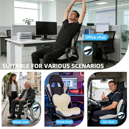 Ergonomic Memory Foam Seat Cushion with Strap for Office Chair, Beige Grey by MATIisEYE - Used condition - Image 9