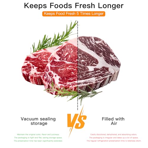 Image of MegaWise Vacuum Sealer Machine, 80kPa Food Sealer with One-Touch Vacuum & Seal, Built-in Cutter and Bags, 4 Food Modes for Food Storage, Meal Prep, Meat, Seafood and Vegetables, Silver