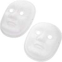 NUOBESTY 2-Pack DIY Paper Pulp Chinese Masks - White Peking Opera Style for Adults & Kids, Masquerade Halloween Party Supplies