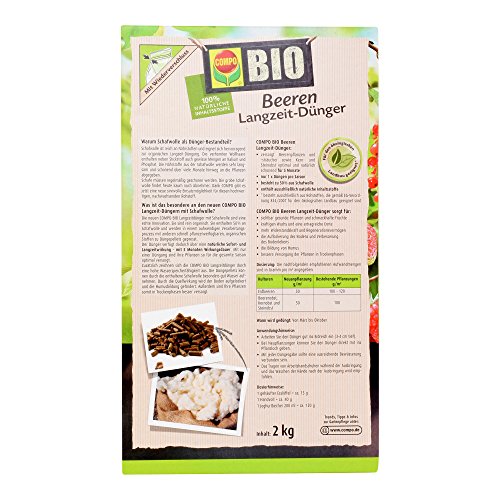 Compo BIO Beeren Langzeit-Dünger für alle Beerenpflanzen, Kern- und Steinobst, 5 Monate Langzeitwirkung, 2 kg - Image 3