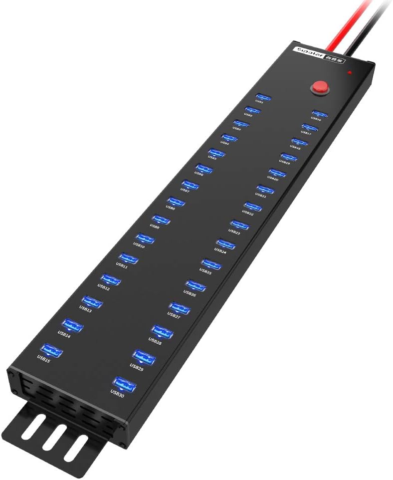 a-812 USB Charger, USB Data Hub,USB 2.0 HUB 30 Ports, USB Charging Station Built in 300Watt Power Supply - 2A Charging
