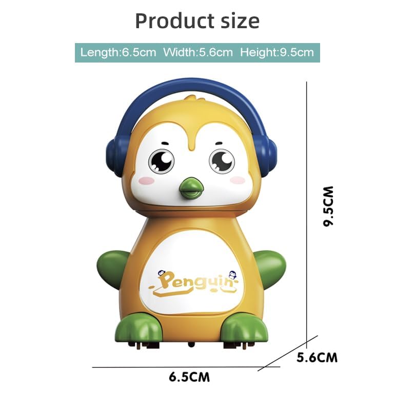 Bluebell Pack of 4 Penguine Plastic 360 Degree Rotation Head Animal Sliding Cartoon Press go, Walking Penguin Press and Run Toys Customized Kids 360 Degree Press and Go Inertial Toy (Penguin)