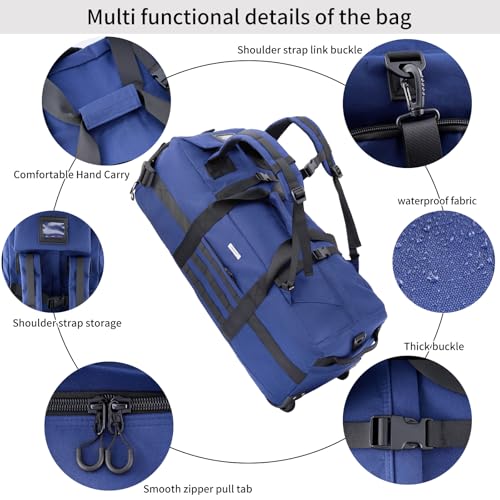 80L Travel Rolling Duffel Bag with wheels, Military Tactical Wheeled Foldable for Deployment Travel Camping Sports by NiceUU - Used condition - Image 3