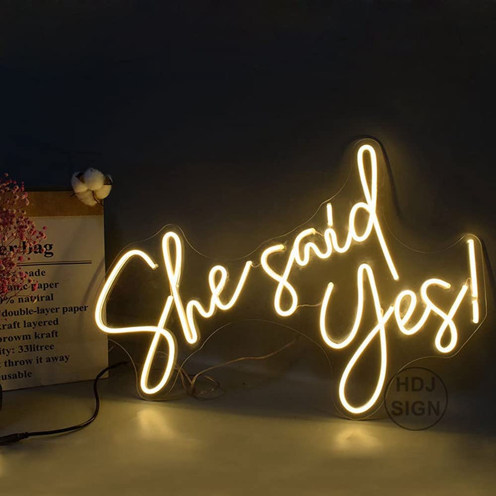 she said yes neon sign,led neon light signs for wall neon art deco lights for children's room, bar, party, christmas, wedding decoration size:60x40cm