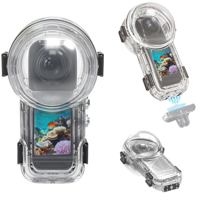 Coyktonty Invisible Dive Case for Insta360 X5,196ft/60M Waterproof Housing with 1/4 Threaded Hole,Quick Connect Magnetic Adapter Mount