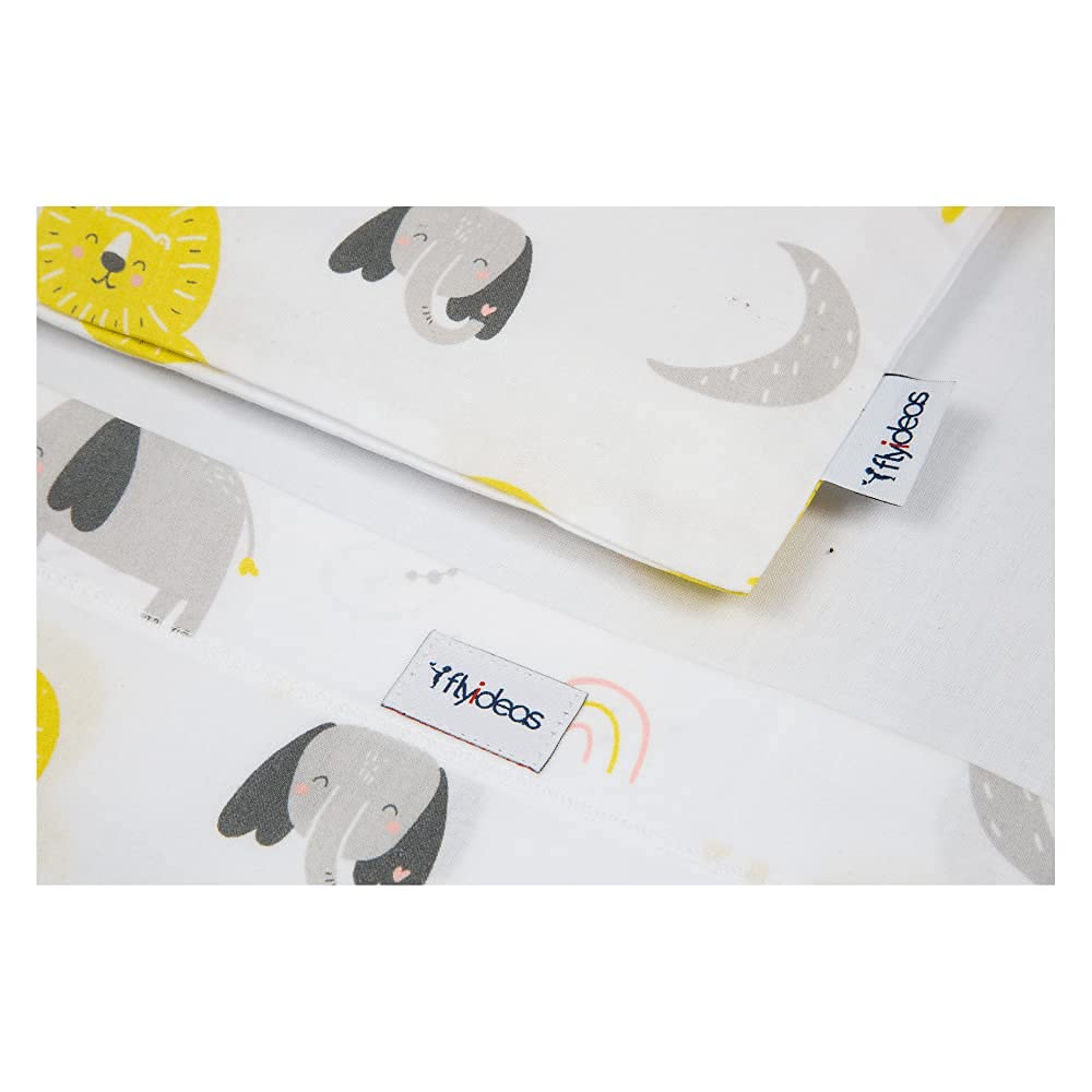 FlyIdeas Set Completo Lenzuola per Next to Me 50x83 cm – 100% Cotone – Lenzuola Next to Me Compatibili, Morbide e Traspiranti - Baby Animals