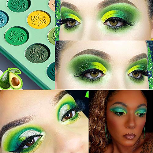 Green Eyeshadow Palette Green Glitter Eyeshadow Highly Pigmented, Afflano Forest Emerald Green Christmas Makeup Palettes,Yellow Lime Grass Grinch Green Makeup Eye Shadow Pallet Matte Shimmer 15 Color #TOP5