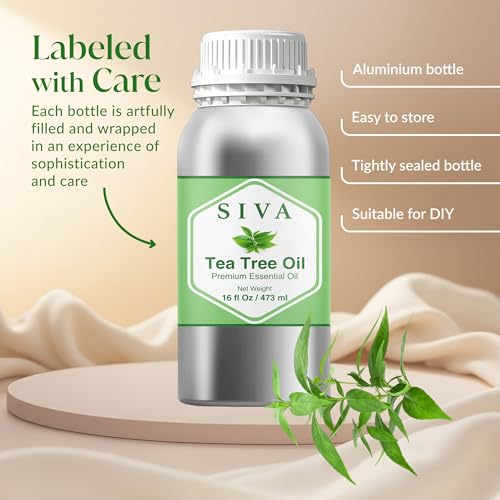 Image of Siva Tea Tree Essential Oil 16 Fl Oz - for Diffuser, Skin & Hair Care - Ideal for Massage & DIY Blends