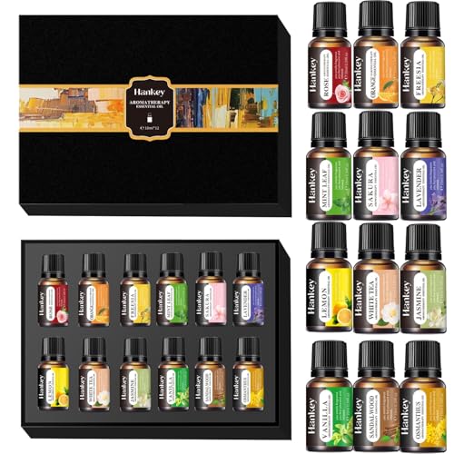 ANYUAN 12 Pcs Premium Concentrate Essential Oils Set Pure Essential Oil Natural Plant Based Oils for Humidifiers Long-Lasting Fragrance for Relaxation Sleep & Mood Home Care 10ml