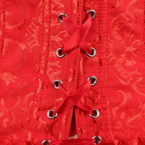 Dames Gothic Bustiers Corsets Satijn Beenkant Lace Up Overbust Bridal Lingerie (Kleur : Red, Size : XXX-Large) - Afbeelding 5