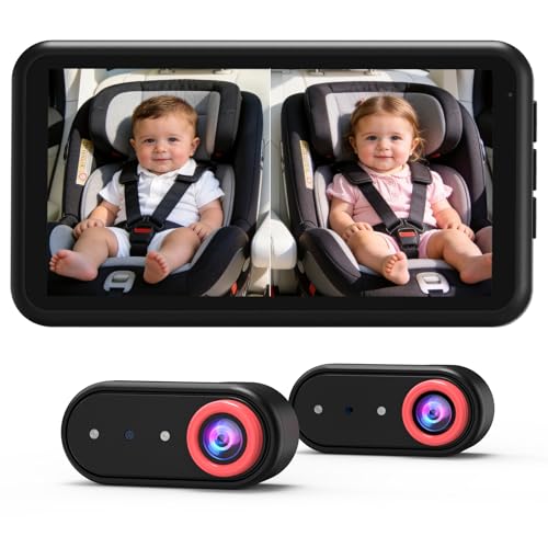 Image of LUCKVIEW BM2 PRO Dual Baby Car Camera, 5.2" 1080P HD Display for Rear-Facing Car Seats, IR Night Vision, Anti-Shake Mount, Easy Install – Ideal for Parents with 2 Kids and Pets