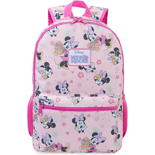 Get Trend Disney Minnie Mouse Kids Backpack for Girls 18 inch Bookbag with Padded Straps Travel School Bag Girls Gifts (Pink Minnie Mouse)