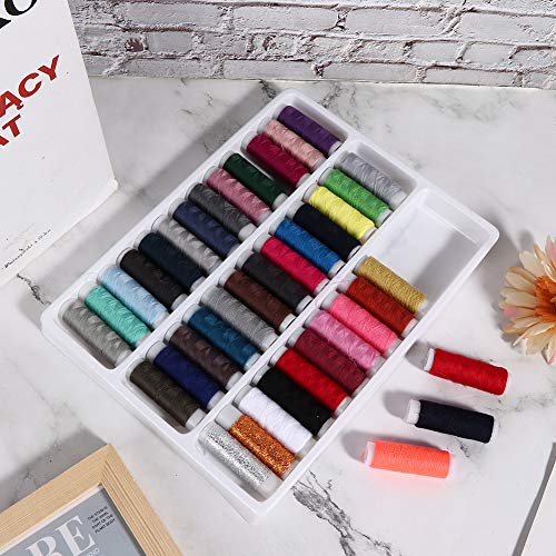 Kit de 39 piezas de hilo para coser, hilo de poliéster para máquina de coser y bordado, suministros para bordado, acolchado a mano y manualidades DIY miniatura 3