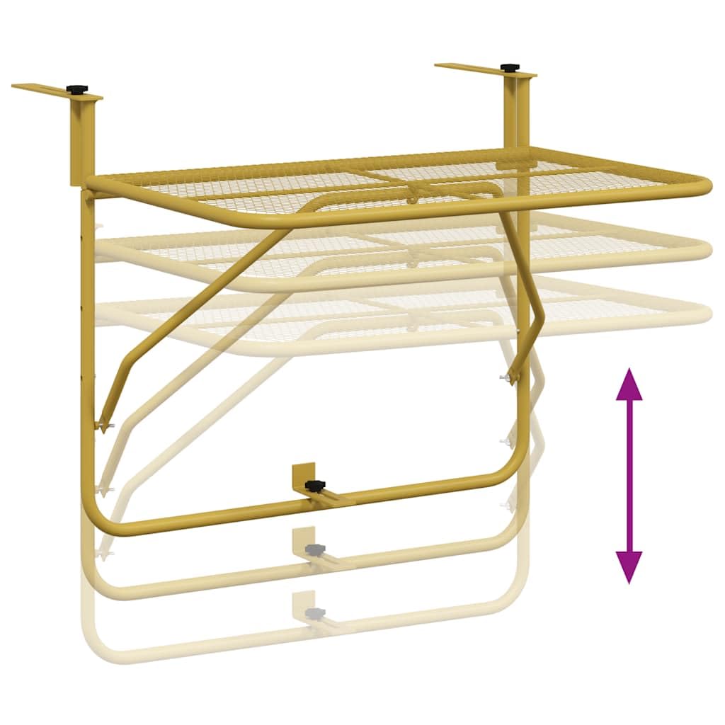 Tomostar Table de Balcon Suspendue, Table Pliante de Balcon Rabattable Doré 60x40 cm Acier