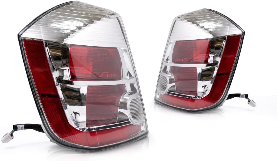 For 2007-2009 Nissan Sentra Pair Rear Tail Lights Driver and Passenger Side Chrome Housing 2.0L NI2818114 NI2819114 | 26555-ET00B 26550-ET00B