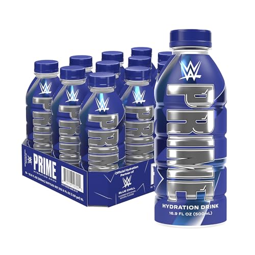 PRIME Hydration WWE Sports Drinks Electrolyte Enhanced for Replenishing Fluids 250mg BCAAs B Vitamins Antioxidants Low Sugar 16.9 Fl Oz 12 Pack