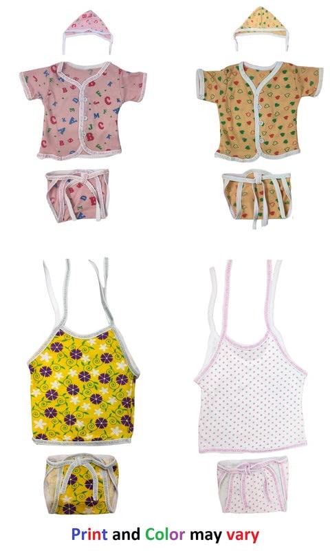 Image of TANGY Hosiery Newborn Baby Boy's and Baby Girls Jhabla Clothing Top Set(Pack of 4)