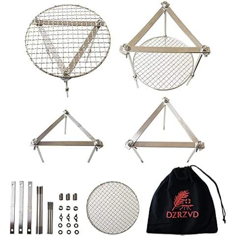 DZRZVD Camping Stove Grill Wood Burning Stand Fire Pit Campfire Grate Removable Stainless Steel Heavy Duty Portable with Carrying Bag for Camp Hiking Picnic Outdoor 7.9" Cover