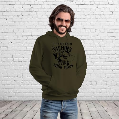 Dead Set Studio Fishing Hoodie For Men - Sling Your Hook - Koi Carp Fishing Gifts For Men OLIVE GREEN SIZE L - Image 5
