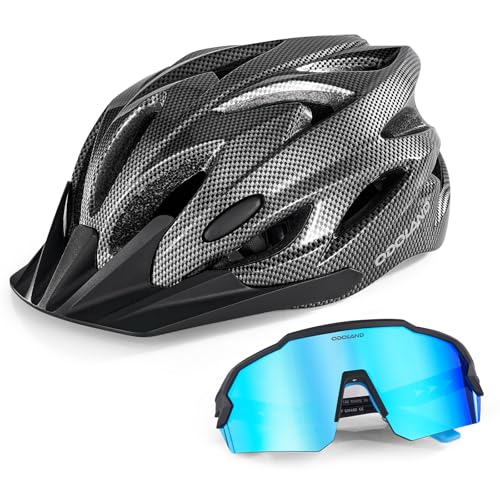 Odoland Casco de Ciclismo con Gafas de Sol de Ciclismo, Cascos de Ciclismo de Adultos para Hombres Mujeres Ajustable Ligero Casco de Bicicleta de Carretera de Bicicleta de montaña