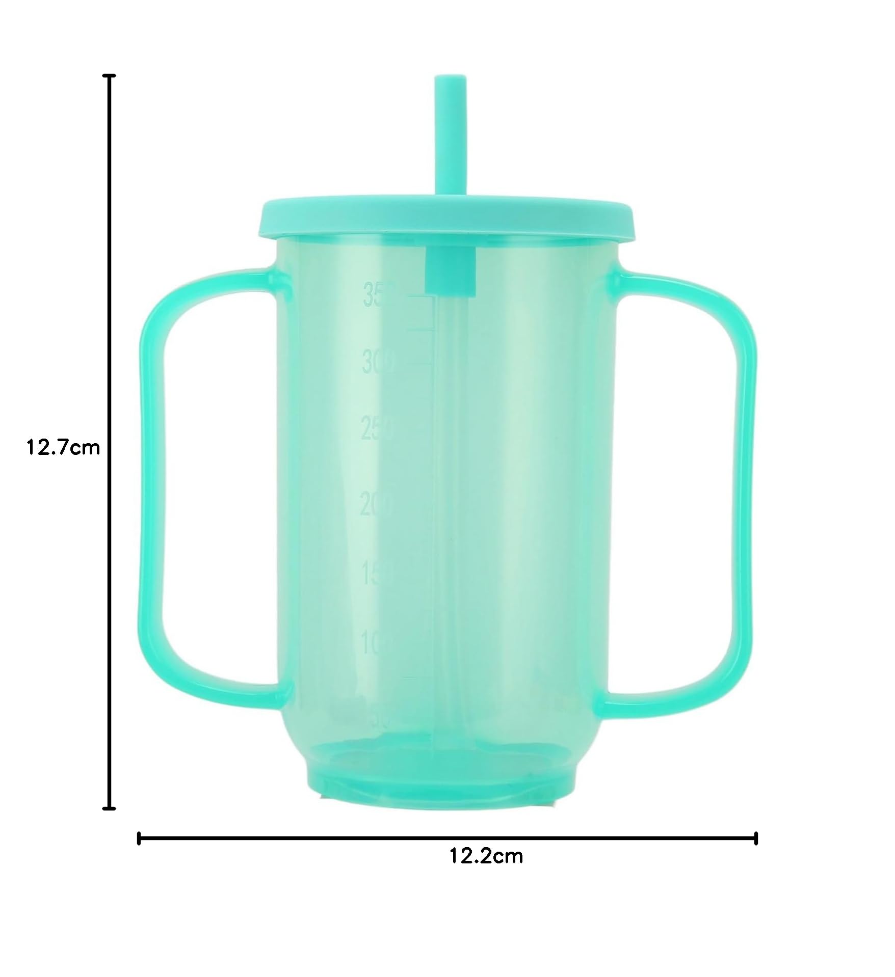 Socobeta Gobelet à Bec Adulte 350ML avec Paille, avec Deux Poignées pour Patients Handicapés ou Personnes âgées, Gobelet D'aide à L'alimentation et à la Boisson de Convalescence