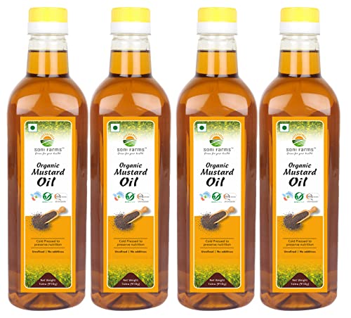 Image of Soni Farms 100% Pure and Organic Mustard Oil 4 Litre Natural Chemicals and Preservatives Free Cooking Oil