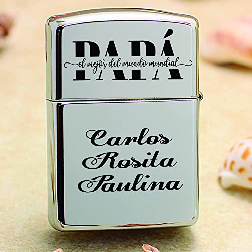 Mechero Personalizado de Gasolina, Acero Inoxidable, Encendedor Gasolina Personalizado, Regalo Papa, Detalle Abuelo, mechero Grabado