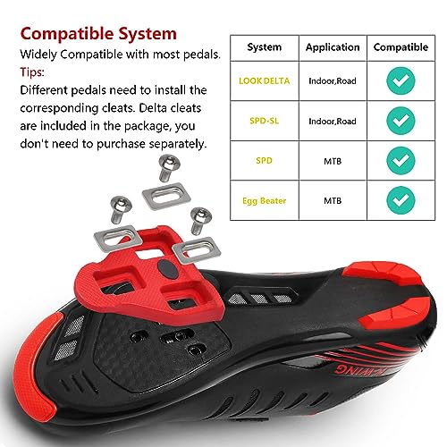 Unisex Cycling Shoes Compatible with pelaton Indoor Road Bike Shoes Mountain Bike Shoes for Men and Women Delta Cleats Clip Outdoor Pedal Bicycle Shoes MTB Shoes for Men 2106A-black-39 - Thumbnail 4