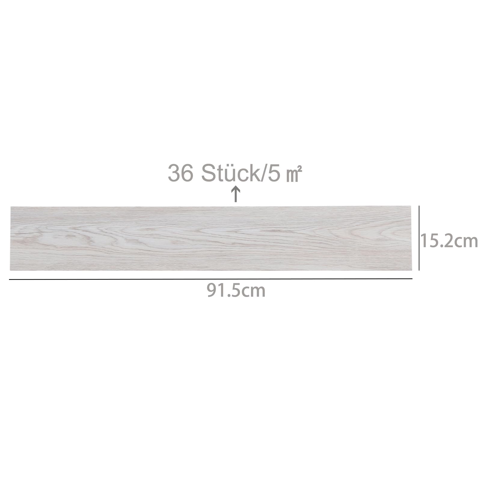 INMOZATA PVC Bodenbelag 5.01m² Vinylboden Selbstklebend Wasserdichte Bodenaufkleber für Küche Bad Haus Bodenfliese, 91.5 X 15.2CM, Weiß Grau