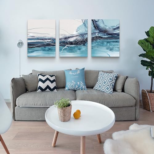 DZRWUBHS Canvas Wall Art For Living Room Modern Wall Decor For Bedroom Office Wall Decorations Painting 3 Piece Framed Canvas Art Prints Ready to Hang Inspirational Abstract Ink Pictures Home Decor