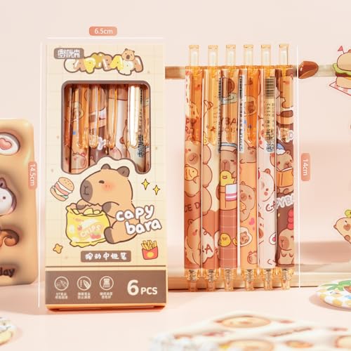 Set 12 bolígrafos gel negro 0.5mm capibara adorable miniatura 2