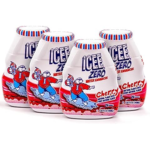 ICEE Zero Calorie Cherry Liquid Water Enhancer Drink Mix, Natural Flavor Drops, Sugar Free, 1.62 Fl Oz Concentrate (48 ml) - 4 Pack Cover