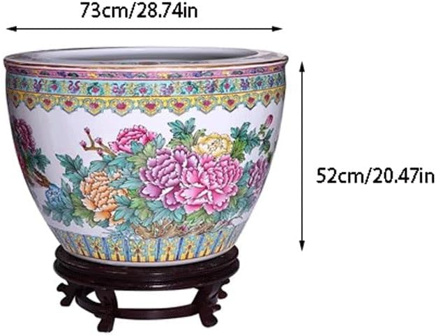 GUERNSEY Aquarium Ceramic Hand-Painted Pastel Fish Tank Sleeping Bowl Flower Pot Living Room Turtle Tank Outdoor Courtyard Water Tank Small Fish Tank(Large)