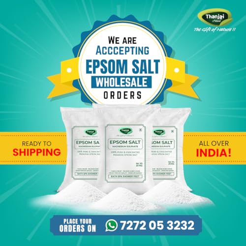 Image of Thanjai Natural Epsom Bath Salt 10kg for Muscle Relief, Relieves Aches & Pain Granule Magnesium Sulphate) for Plants, Gardening,Water Soluble Fertilizer,Soil Manure