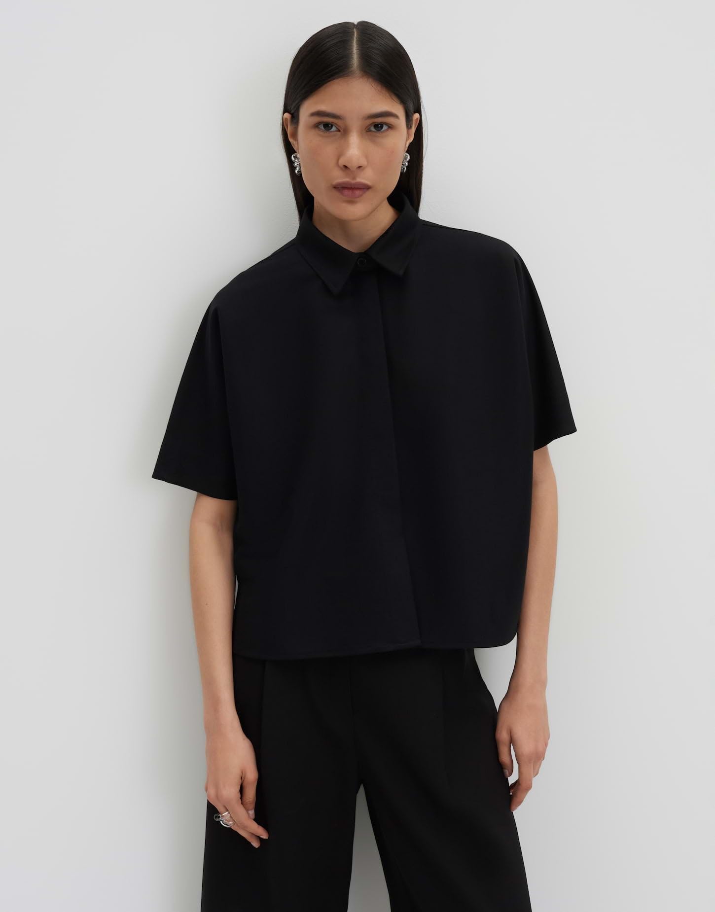 someday Damen Kurzarmbluse | Hemdbluse in feiner Piqué Optik Loose Fit