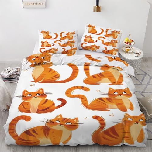 Housse de couette chat orange de qualité supérieure en microfibre résistante - 2