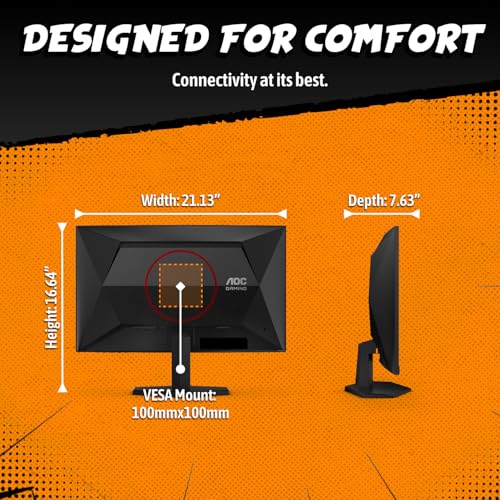 Image of AOC C24G42E 24 inch Curved 1500R Frameless Ultra-Fast Gaming Monitor, FHD 1080p, 180Hz 0.5ms MPRT, HDMI 2.0 x2, Display Port x1, HDR, Speakers 2W x2, 3-Year Zero-Bright-Dot
