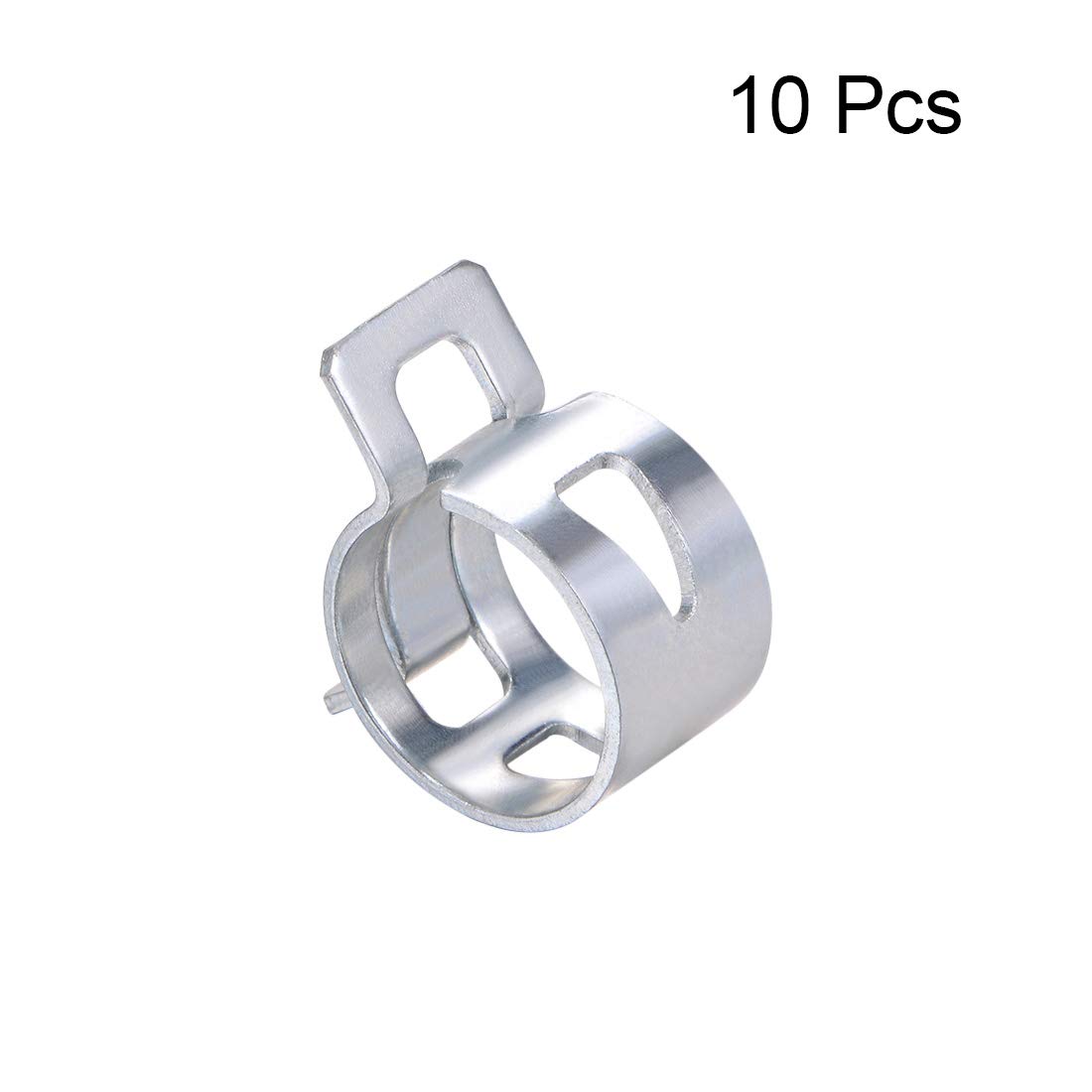 uxcell Spring Band Type Clamp 16mm Inner Dia Fit 16.5-17.2mm OD Hose Fuel Line Silicone Tube Clips Clamp Silver Manganese Steel 10Pcs - Image 2
