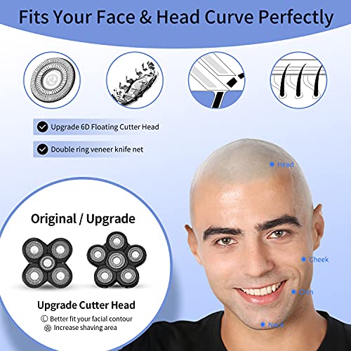 Image of Head Shavers for Men Upgraded 5 in 1 Multifunctional Bald Head Shaver Grooming Kit Cordless Electric Razor for Men Rotary Mens Head Razor Rechargeable Razors for Bald Man Waterproof (Blue)