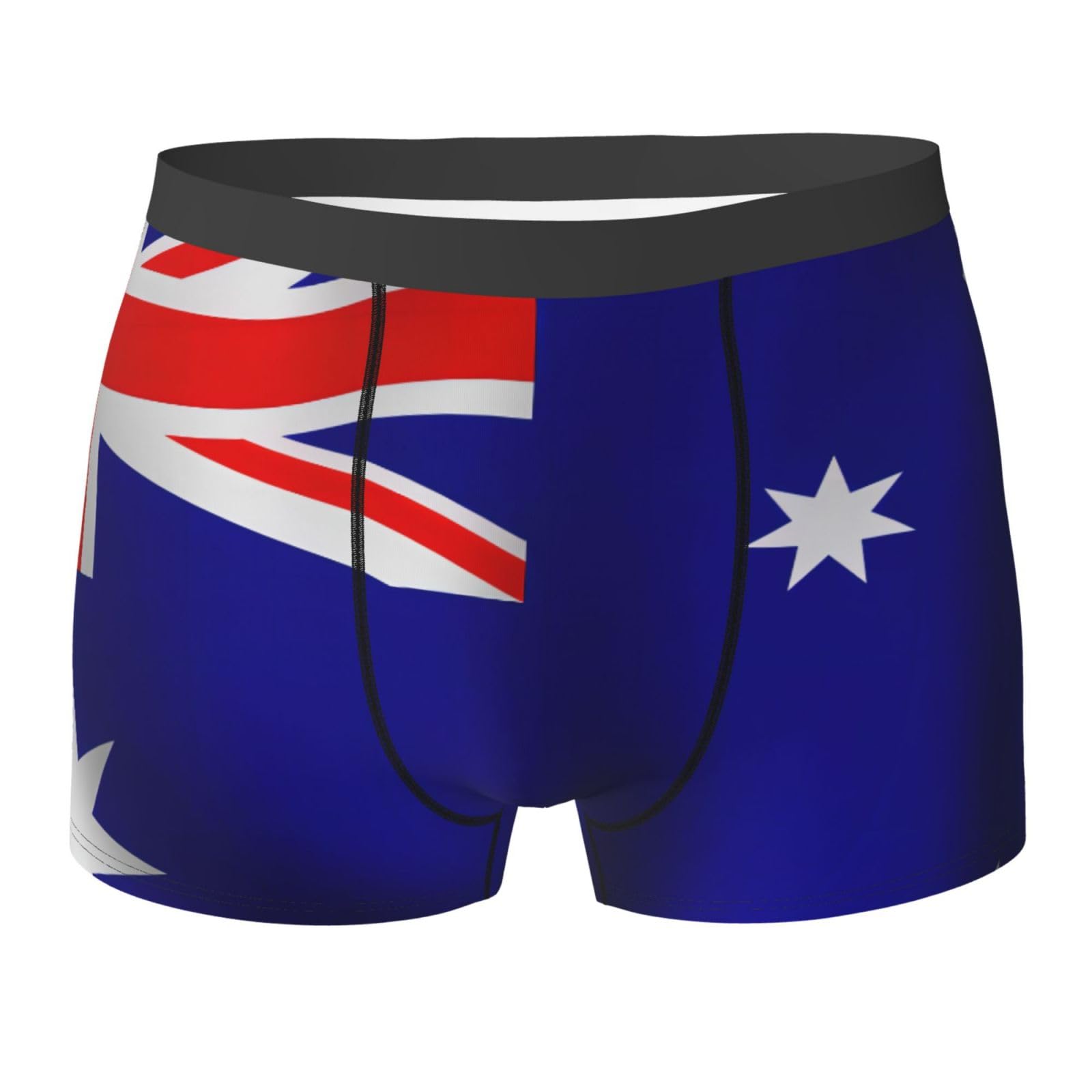 Duwaa Unisex Black Australian Flag Print Men's Breathable Underwear, No Riding Up Boxer Briefs With Comfortflexible Waistband S-2Xl