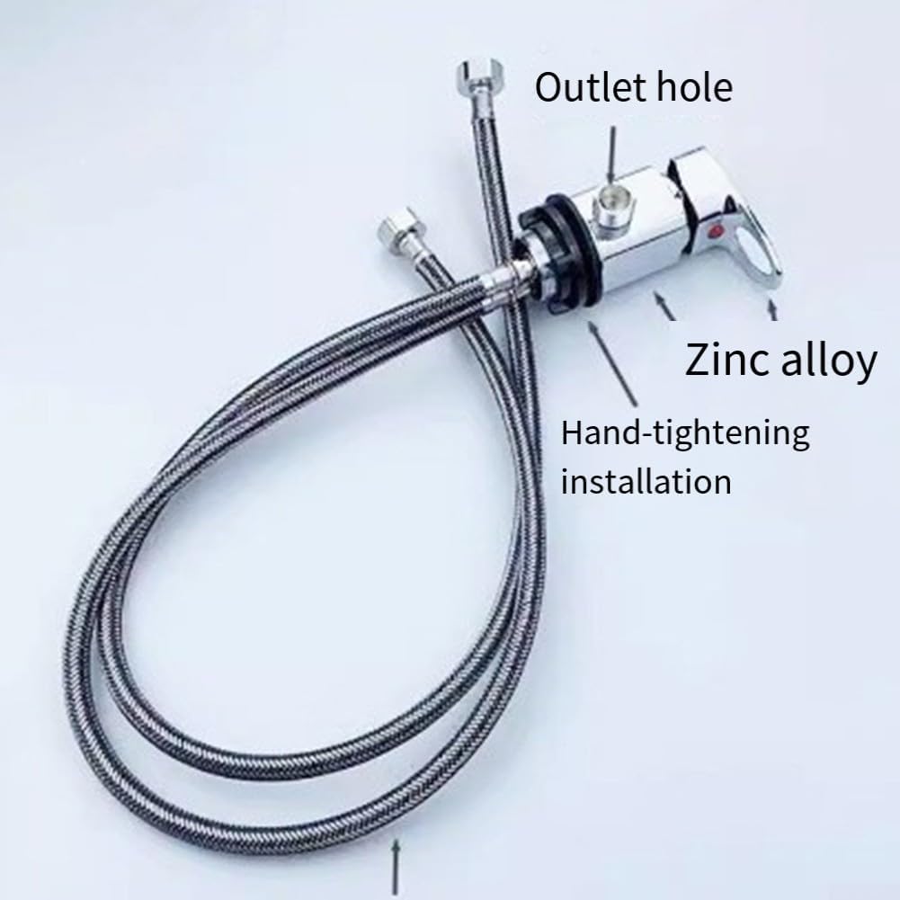 Rubinetto miscelatore doccia per caravan camper, uscita G1/2, tubo di scarico da 80 cm, valvola di controllo della temperatura per roulotte e camper (nero)