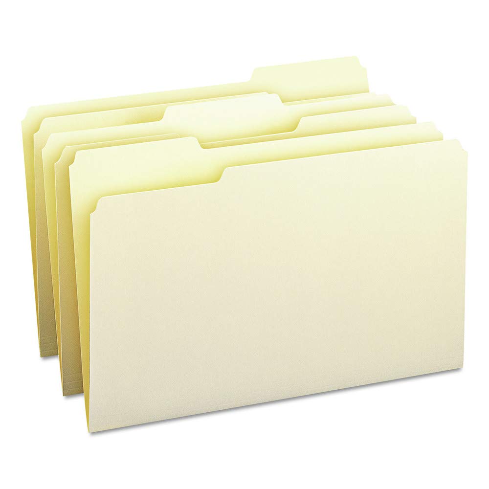 Smead 1/3 Cut Assorted Position File Folders, One-Ply Top Tab, Legal, Manila, 100/Box
