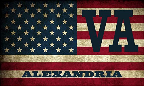 3"x5" Magnet | Alexandria VA Virginia Alexandria County Vintage US Flag Magnetic Decal for Cars, Trucks, Fridge, Locker, Toolbox Lunchbox