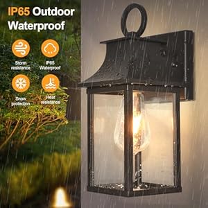 ALVIME Outdoor Wall Lights Fixture, Waterproof&All-Weather Wall Sconce, Exterior Wall Lanterns, Porch Outside Lights for Entryway, House Front Door Patio Garage, Textured Black&Toughened Clear Glass ALVIME Outdoor Wall Lights Fixture WaterproofAll Weather Wall Sconce Exterior Wall Lanterns Porch Outside Lights for Entryway House Front Door Patio Garage Textured BlackToughened Clear Glass