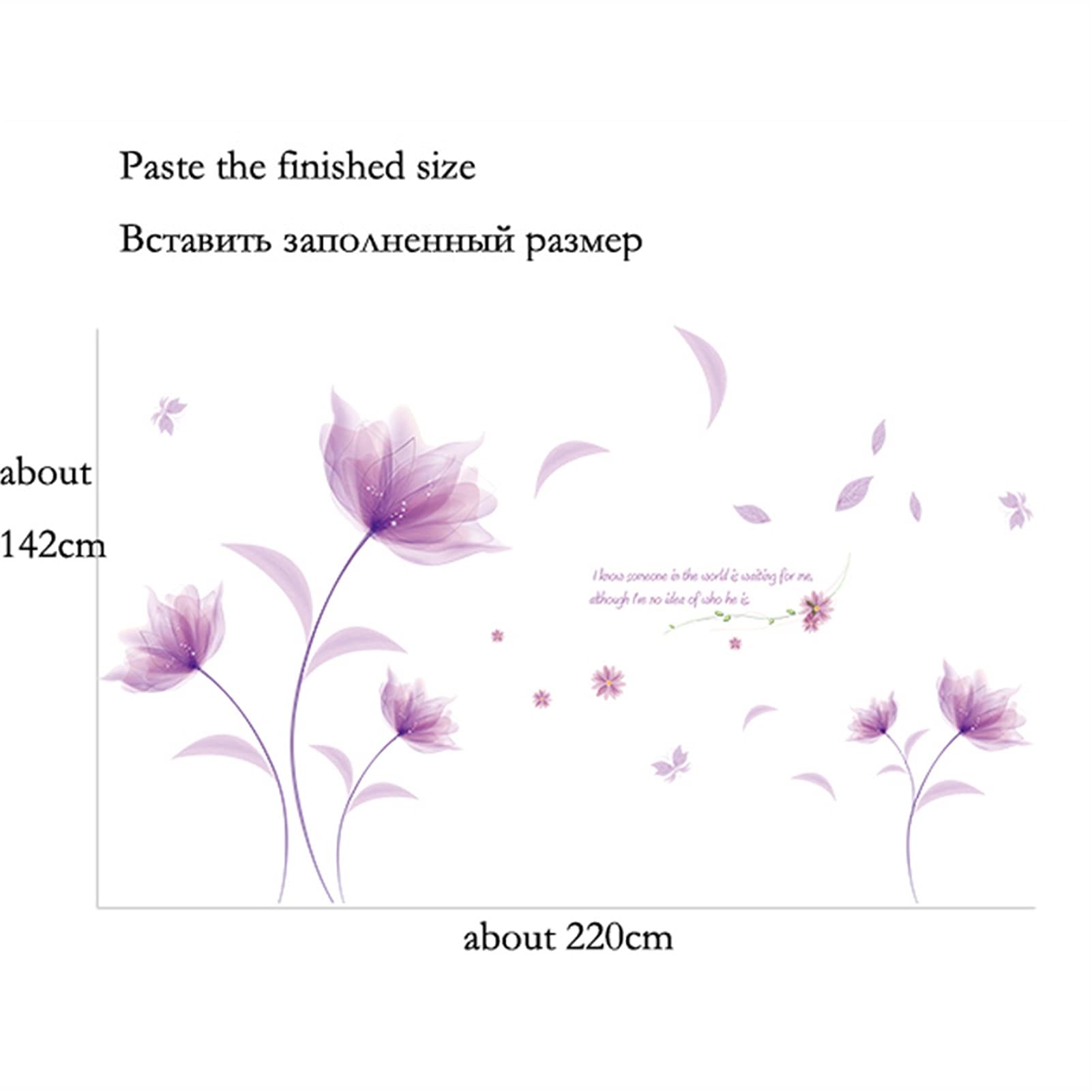 Adesivi ​Murali Adesivi murali Purple Flowers Sticker Wall Sticker Love Soggiorno Camera da letto for la decorazione domestica Decalcomanie Art Decalcomanie Sfondo Autoadesivi Della Carta da parati De