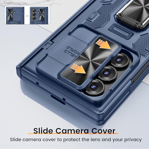 VEGO for Samsung Fold 7 Case with Hinge Protection& Slide Lens Cover,Blue - image 4