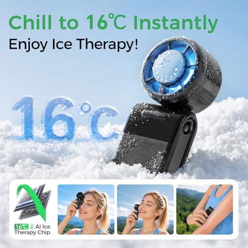 Image of MERTTURM Portable Handheld Turbo Fan with Ice Cooler, 3-In-1 USB Rechargeable Mini Hand /Neck /Desk Fan, 10H Cooling Foldable Personal Pocket Fan with LED Display /5 Speed for Travel Home Outdoor Office